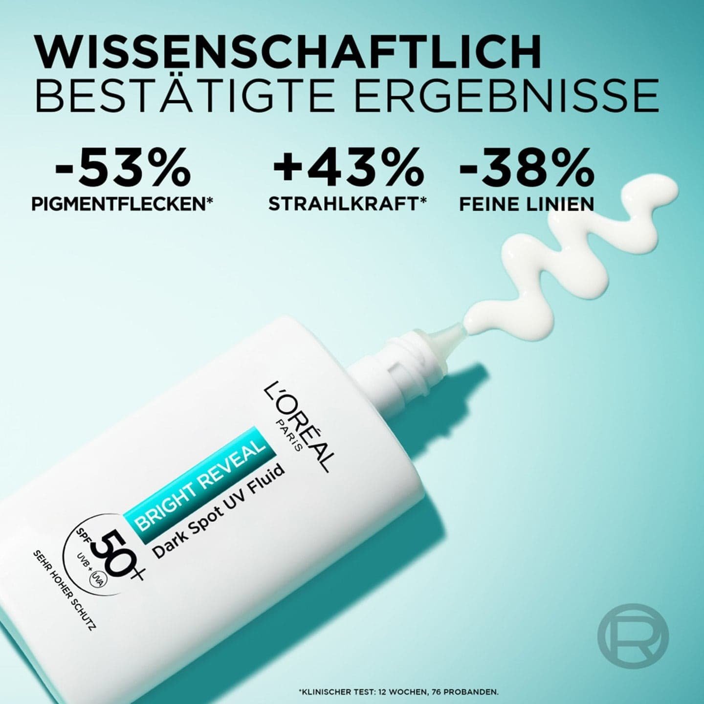Bright Reveal UV Fluid wissenschaftliche bestätigte Ergebnisse plus Produktabbildung